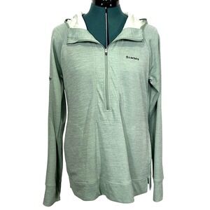 Simms Hoodie womens LargeGreen 1/2 Zip Pullover Insect Shield BugStopper Fishing